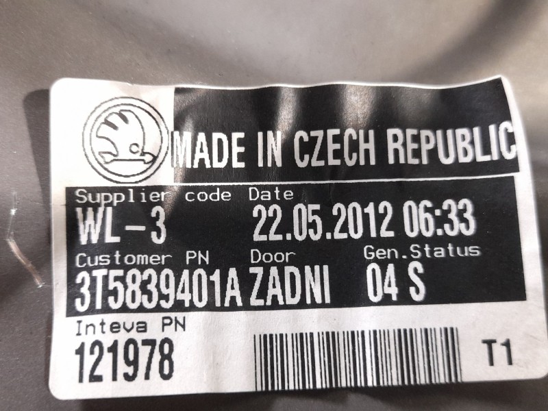 Recambio de elevalunas trasero izquierdo para skoda superb ii (3t4) 1.6 tdi referencia OEM IAM 3T5839401A  