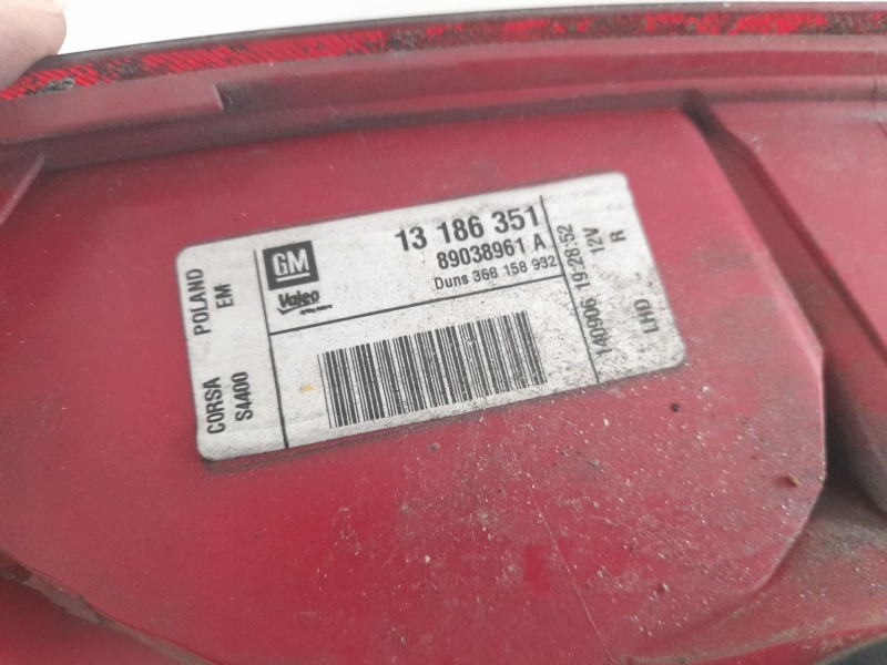 Recambio de piloto trasero derecho para opel corsa referencia OEM IAM 1318635189038961A  