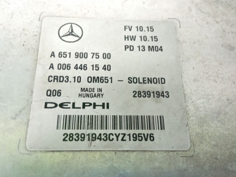 Recambio de centralita motor para mercedes-benz clase c (w204) c 180 cdi (204.000) referencia OEM IAM A6519007500A0064461540  