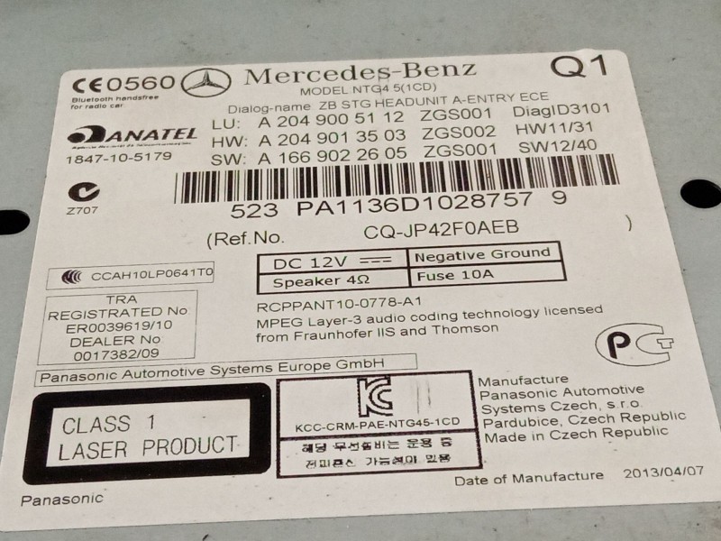 Recambio de sistema navegacion gps para mercedes-benz clase c (w204) c 180 cdi (204.000) referencia OEM IAM A2049005112  