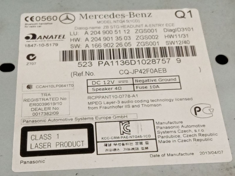 Recambio de sistema navegacion gps para mercedes-benz clase c (w204) c 180 cdi (204.000) referencia OEM IAM A2049005112  