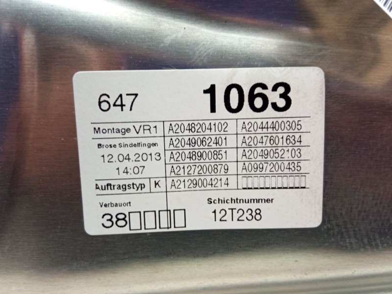 Recambio de elevalunas delantero derecho para mercedes-benz clase c (w204) c 180 cdi (204.000) referencia OEM IAM A2048204102  