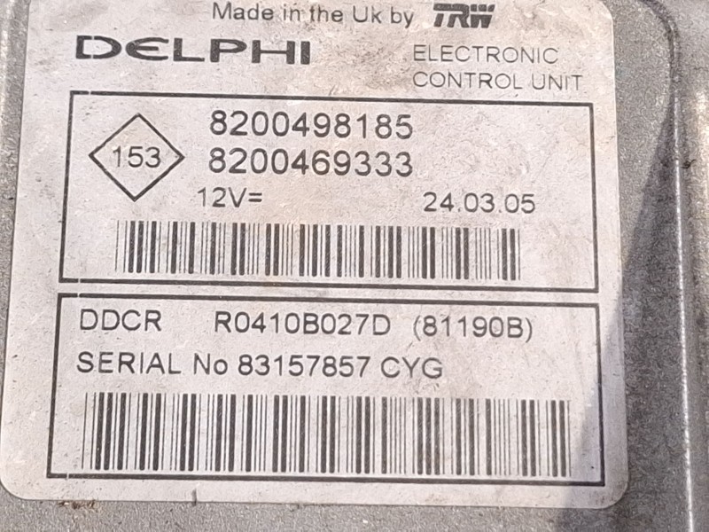 Recambio de centralita motor para renault clio referencia OEM IAM 8200498185  