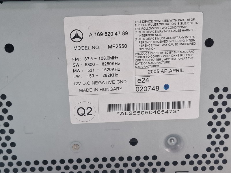 Recambio de sistema audio / radio cd para mercedes-benz a 200 cdi referencia OEM IAM A1698204789  