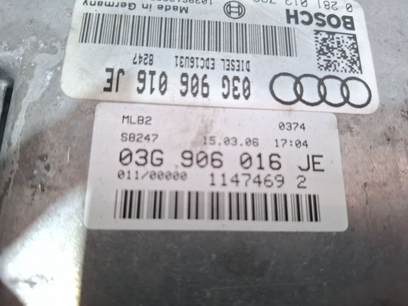 Recambio de centralita motor para audi a4 b7 avant (8ed) 2.0 tdi 16v referencia OEM IAM 03g906016je0281012726  