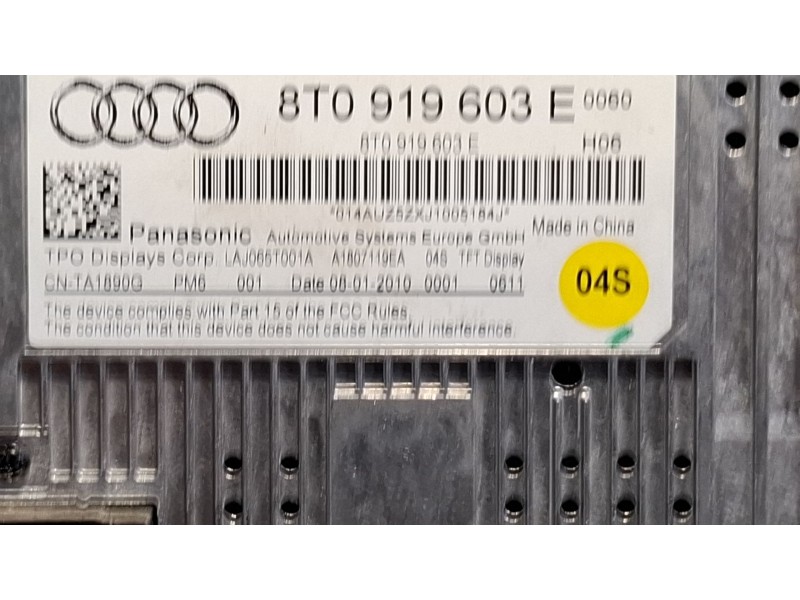 Recambio de pantalla multifuncion para audi a4 referencia OEM IAM 8T0919603E  