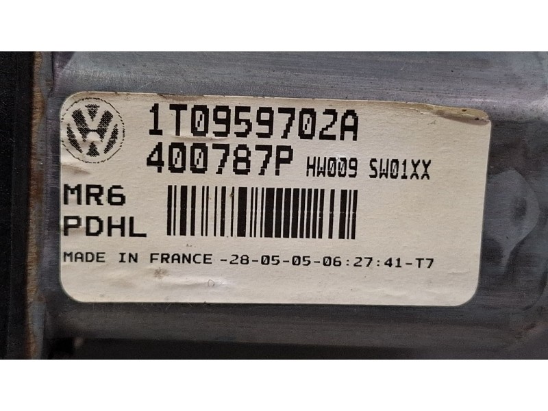 Recambio de elevalunas delantero derecho para volkswagen touran referencia OEM IAM 1T1837730AE / 1k0959792d / 1t0959702a  