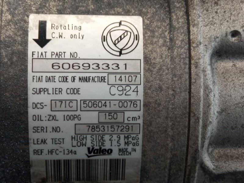 Recambio de compresor aire acondicionado para alfa romeo 159 referencia OEM IAM 60693331506041-0076  
