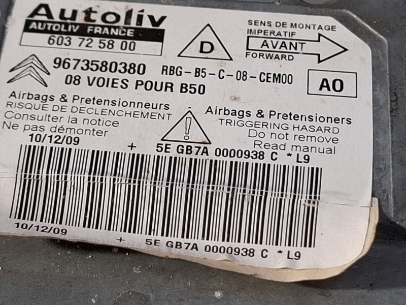 Recambio de centralita airbag para citroën c4 coupé (la_) 1.6 hdi referencia OEM IAM 9673580380  