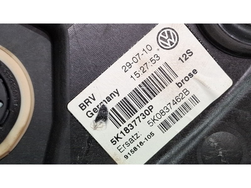 Recambio de elevalunas delantero derecho para volkswagen golf blue motion referencia OEM IAM 5k1837730p 5K0959702D 5K0959792  