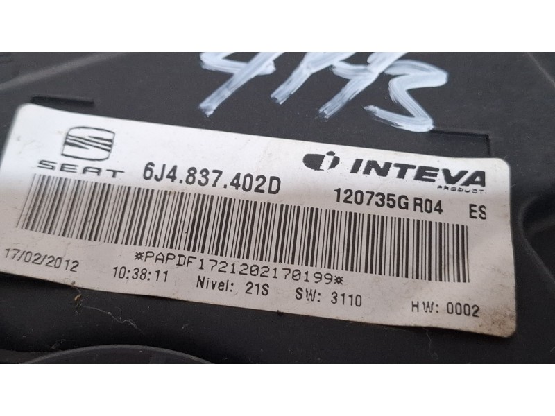 Recambio de elevalunas delantero derecho para seat ibiza ii referencia OEM IAM 6j4837402d 6R0959802P  