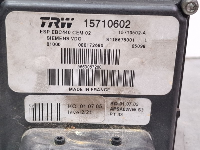 Recambio de modulo abs para peugeot 407 (6d_) 2.0 hdi 135 (6drhrh, 6drhre, 6drhrg, 6drhrj) referencia OEM IAM 15710602  
