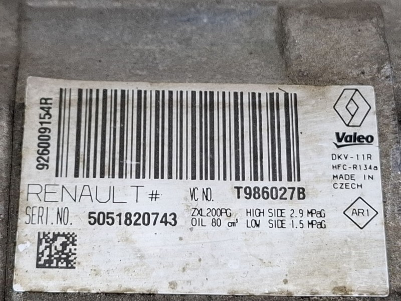 Recambio de compresor aire acondicionado para dacia logan ii 1.5 dci referencia OEM IAM 926009154R / T986027B  