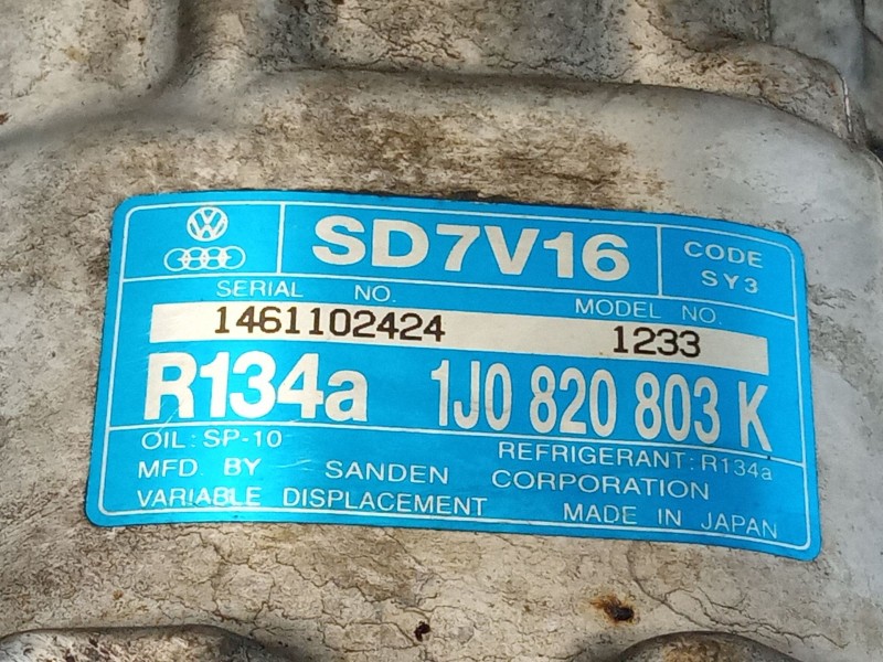 Recambio de compresor aire acondicionado para seat león referencia OEM IAM 1J0820803K SD7V16 