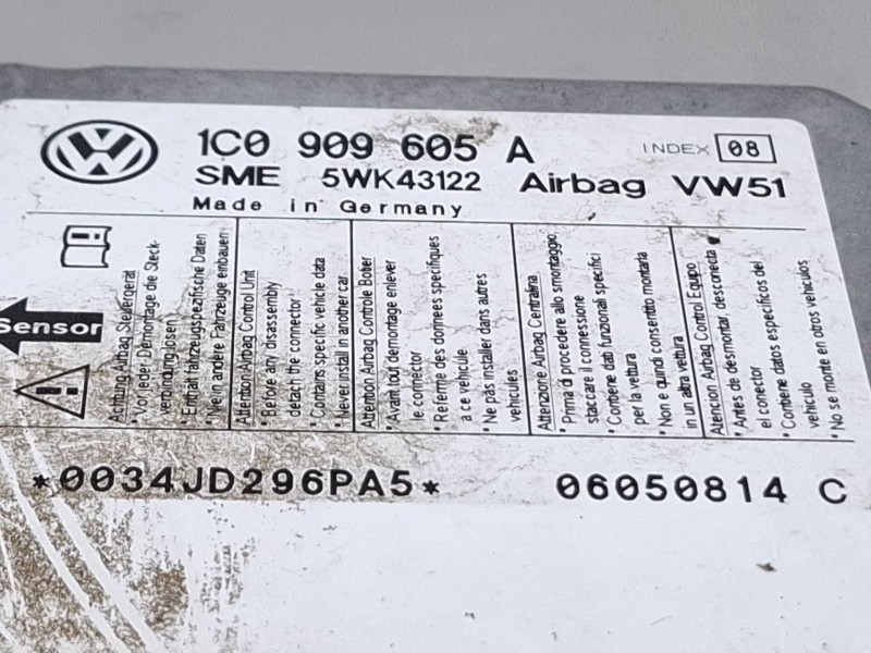 Recambio de centralita airbag para seat leon 1.6 referencia OEM IAM 1C0909605A  