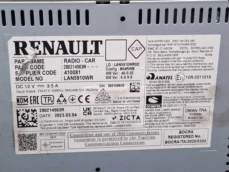 Recambio de pantalla multifuncion para dacia sandero iii 1.0 tce 90 referencia OEM IAM 280214563R  