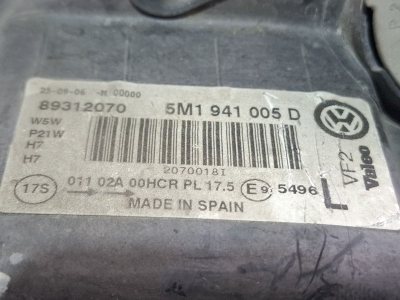 Recambio de faro delantero izquierdo para volkswagen golf plus v (5m1, 521) 1.9 tdi referencia OEM IAM 5M1941005D  