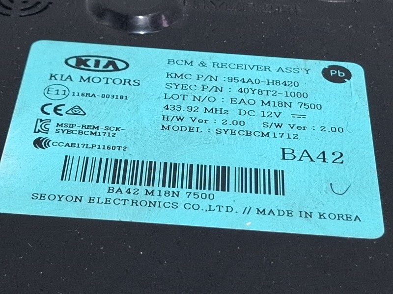 Recambio de modulo electronico para kia stonic (yb) 1.2 cvvt referencia OEM IAM 954A0H8420  