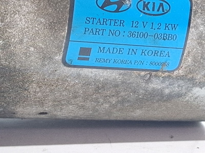 Recambio de motor arranque para kia stonic (yb) 1.2 cvvt referencia OEM IAM 3610003BB0  