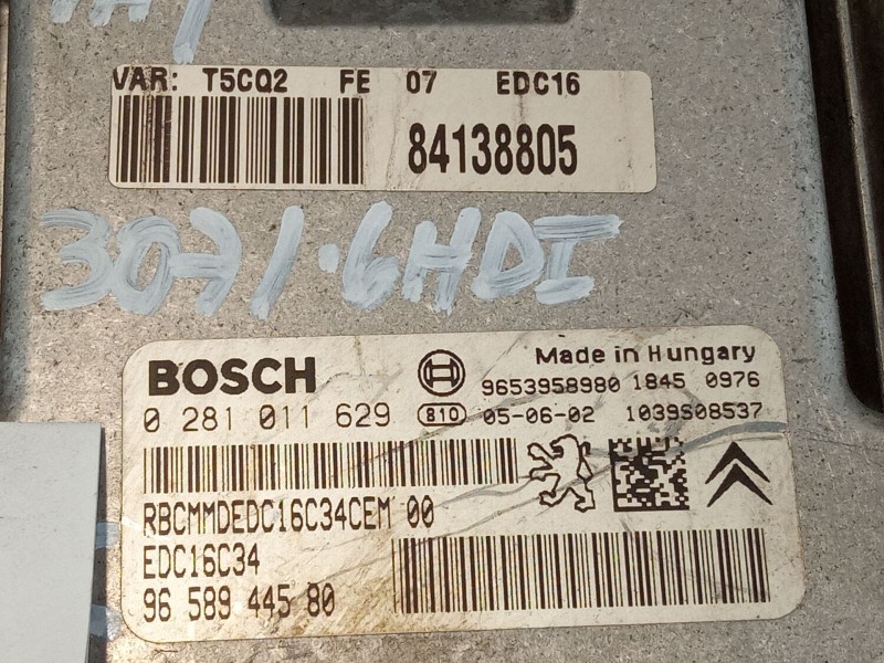 Recambio de centralita motor para peugeot 307 referencia OEM IAM 9658944580 0281011629 