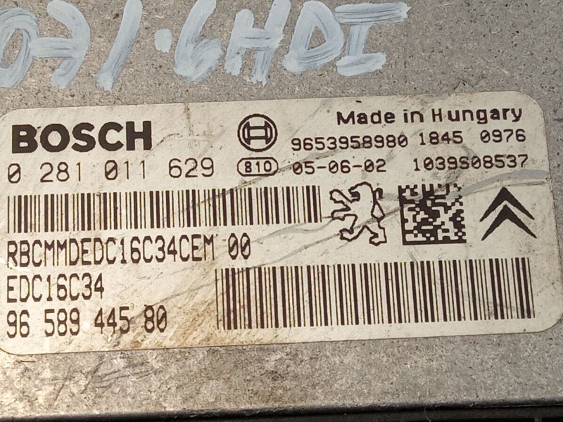 Recambio de centralita motor para peugeot 307 referencia OEM IAM 9658944580 0281011629 