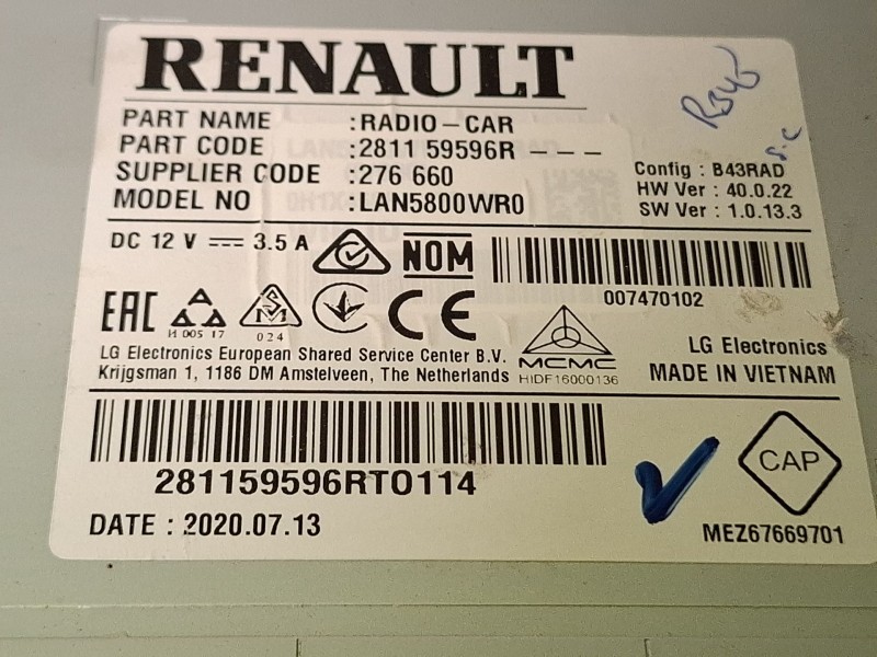 Recambio de navegador para dacia lodgy (js_) 1.5 blue dci 115 (jsjt) referencia OEM IAM 281159596R  