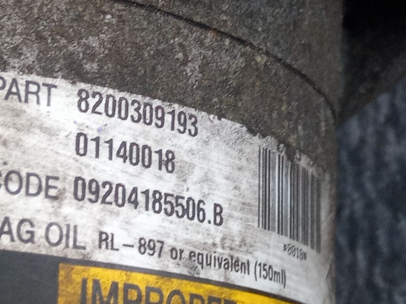 Recambio de compresor aire acondicionado para renault megane referencia OEM IAM 8200309193  