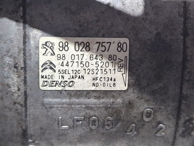 Recambio de compresor aire acondicionado para citroën berlingo referencia OEM IAM 9802875780 / 9801764380 / 447150-5201  