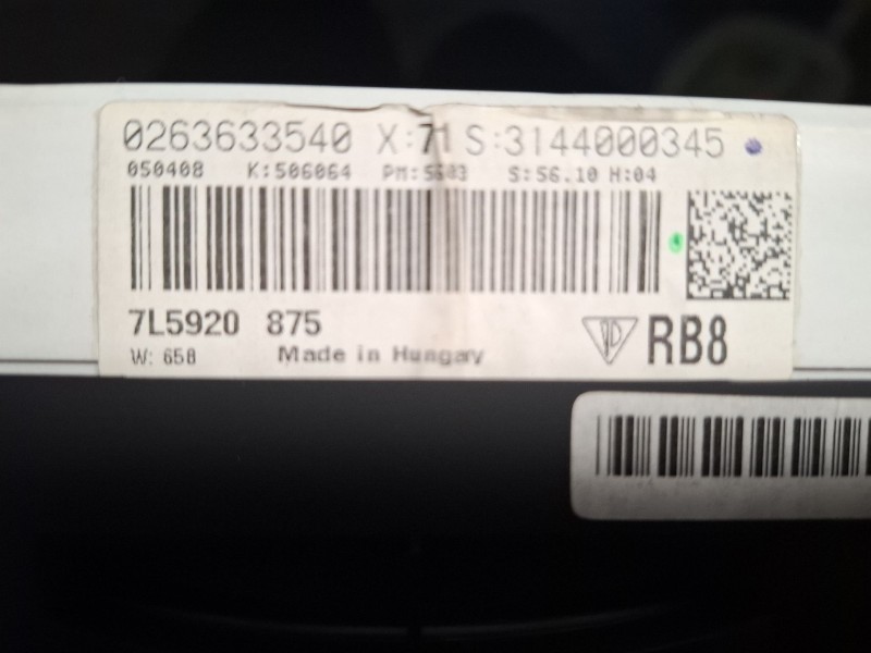 Recambio de cuenta kilometros para porsche cayenne (9pa) 3.6 referencia OEM IAM 7L5920875 / 0263633540 / 6033ED0095  
