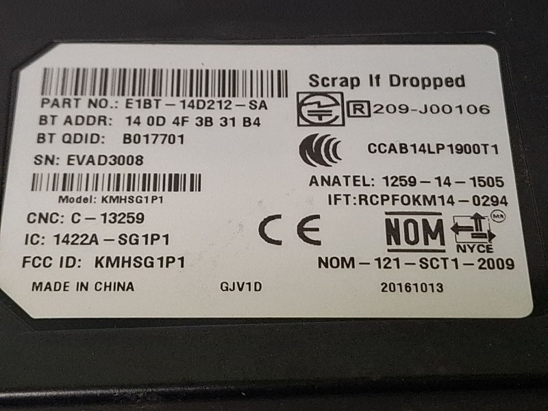 Recambio de centralita bluetooth para ford focus referencia OEM IAM E1BT14D212SA  