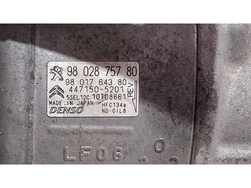 Recambio de compresor aire acondicionado para citroën berlingo referencia OEM IAM 9802875780 / 9801764380 / 447150-5201  