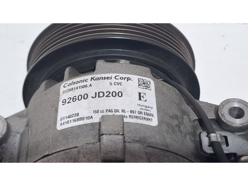 Recambio de compresor aire acondicionado para nissan qashqai referencia OEM IAM 92600JD200  