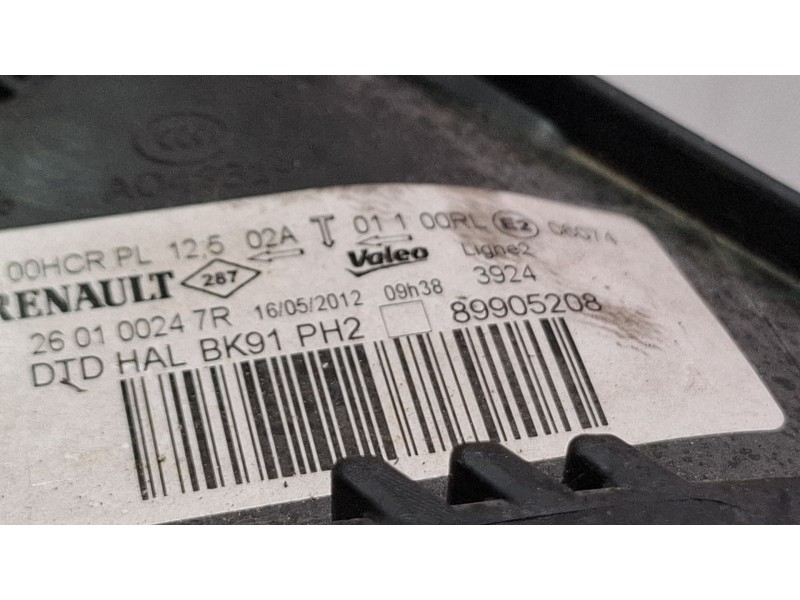Recambio de faro delantero derecho para renault laguna referencia OEM IAM 260100247R / 89905208  