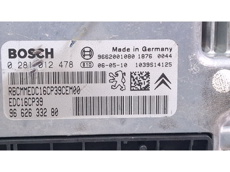 Recambio de centralita motor para peugeot 407 sport 2.2 hdi 170cv referencia OEM IAM 0281012478 / 9662633280  