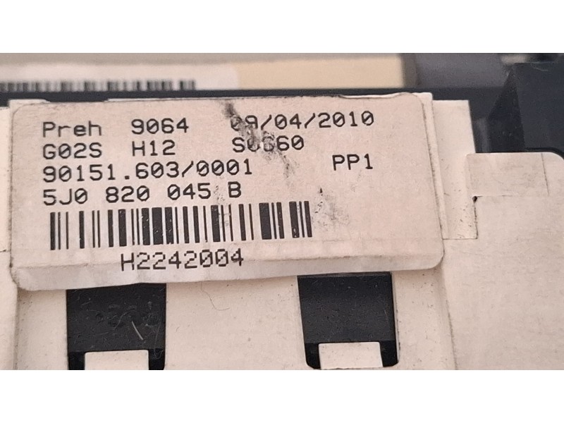 Recambio de mando climatizador para skoda fabia (5j) combi (familiar) 1.6 tdi referencia OEM IAM 5J0820045B  