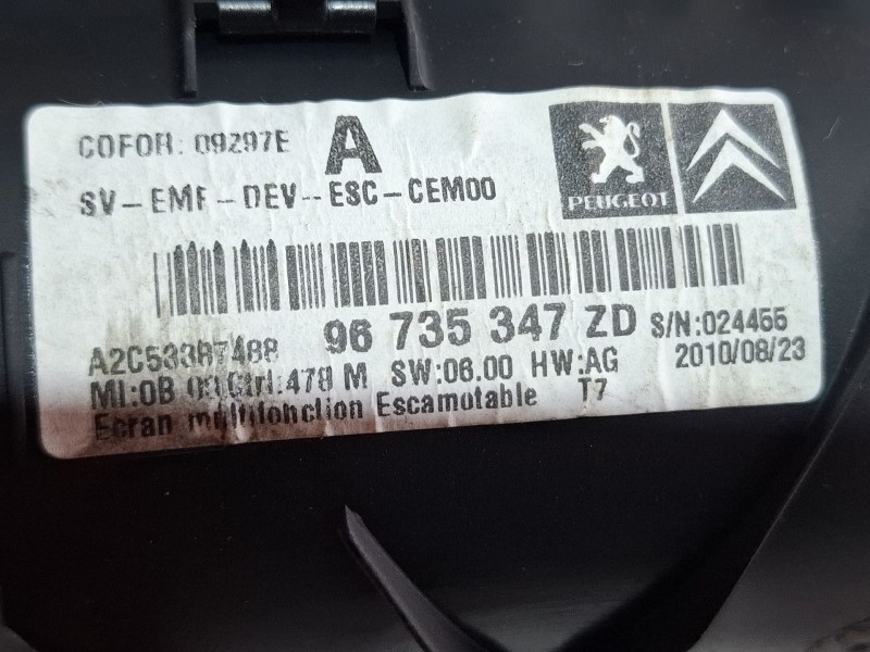Recambio de pantalla multifuncion para peugeot 308 referencia OEM IAM 96735347ZD  
