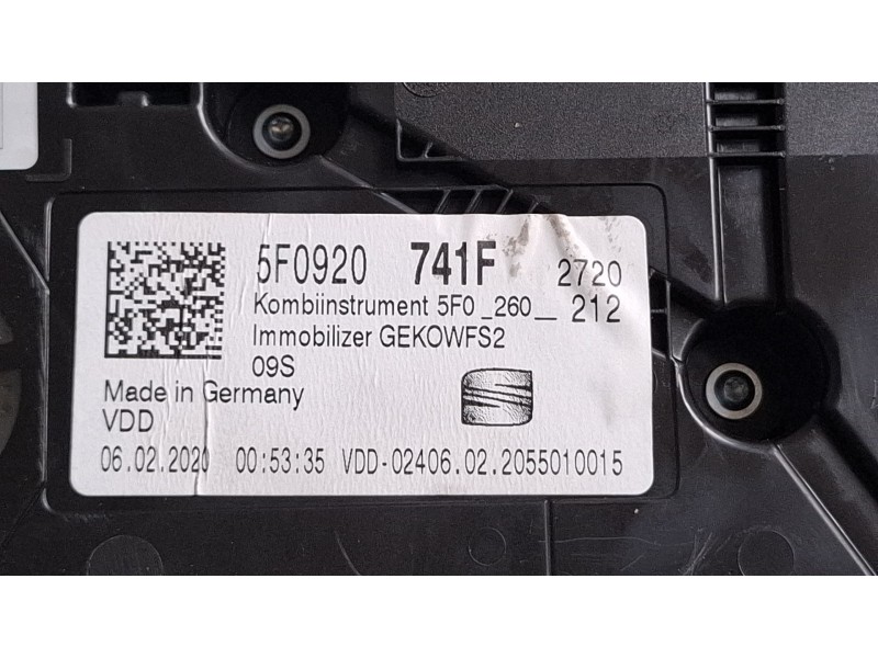 Recambio de cuenta kilometros para seat leon sportstourer referencia OEM IAM 5F0920741F  