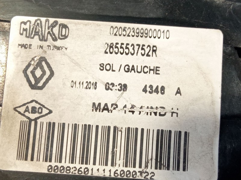 Recambio de piloto trasero izquierdo para renault clio referencia OEM IAM 265553752R  