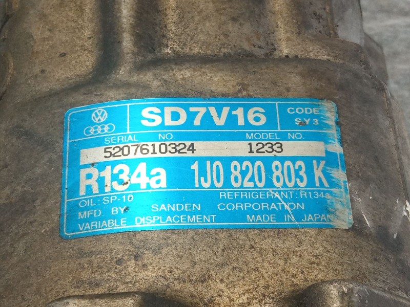 Recambio de compresor aire acondicionado para seat toledo referencia OEM IAM 1J0820803K SD7V16 