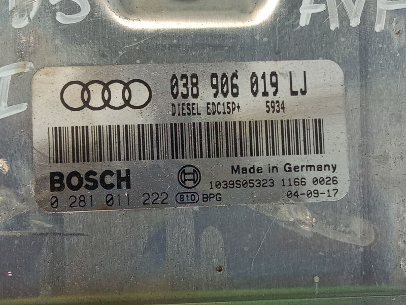 Recambio de centralita motor para audi a4 referencia OEM IAM 038906019LJBOSCH:0281011222  