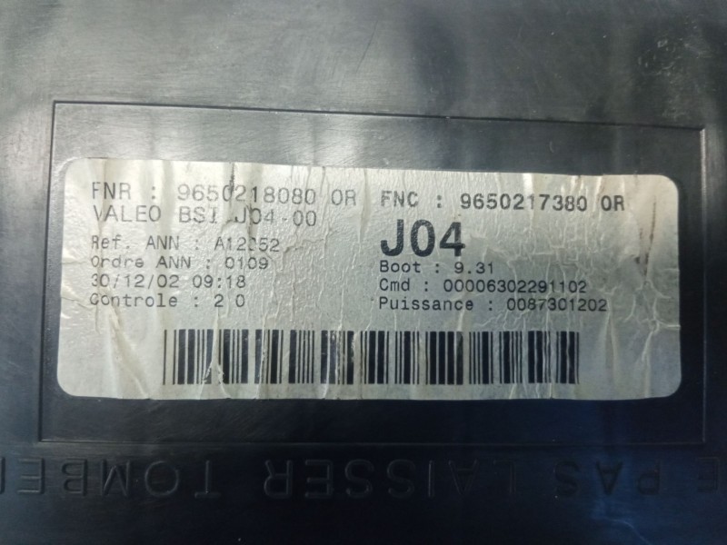 Recambio de centralita bsi j04-00 para peugeot 307 referencia OEM IAM 96502180809650217380  