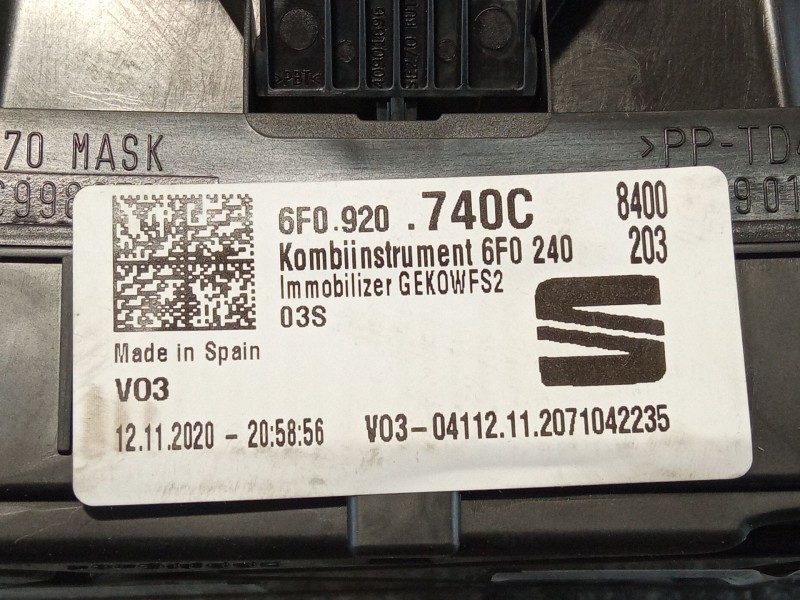 Recambio de cuadro instrumentos para seat ibiza referencia OEM IAM 6F0920740C  