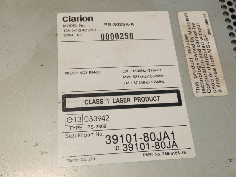 Recambio de sistema audio / radio cd para suzuki sx4 referencia OEM IAM 39101-80JA1  