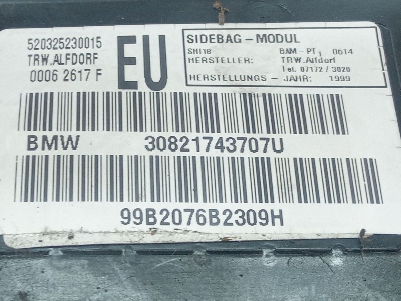 Recambio de airbag delantero izquierdo para bmw 3 (e46) 320 d referencia OEM IAM 30821743707U  